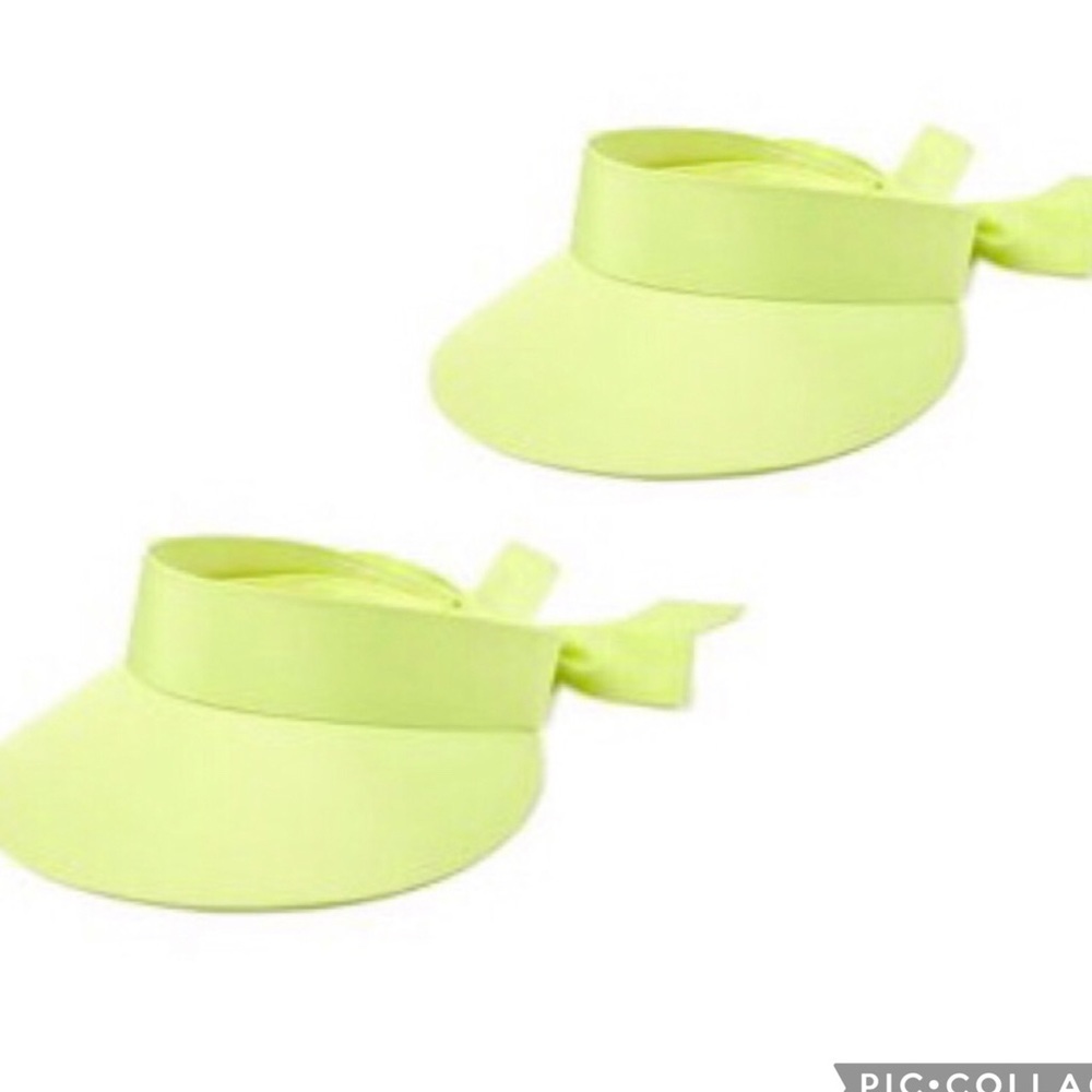 2 pack lemon Lime green tie back summer ladies visor new‎